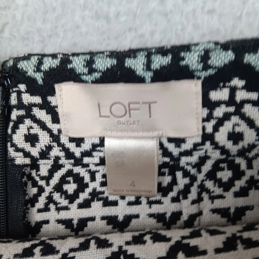 Loft Outlet Skirt Mini 4 Black White Geometric Jacquard Wrap Front